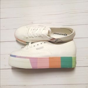superga rainbow platform shoes